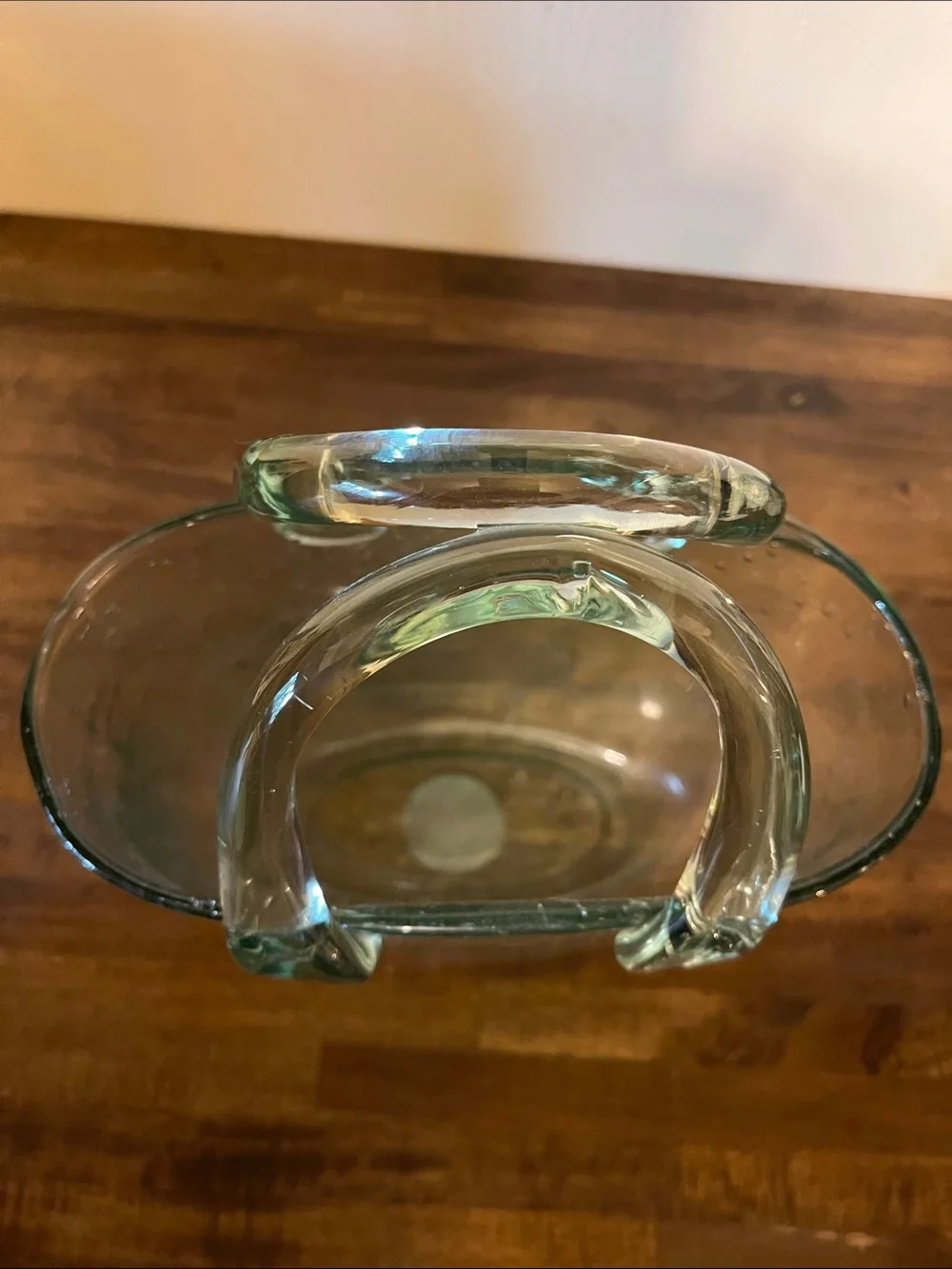 Glass Purse Vase in Light Green